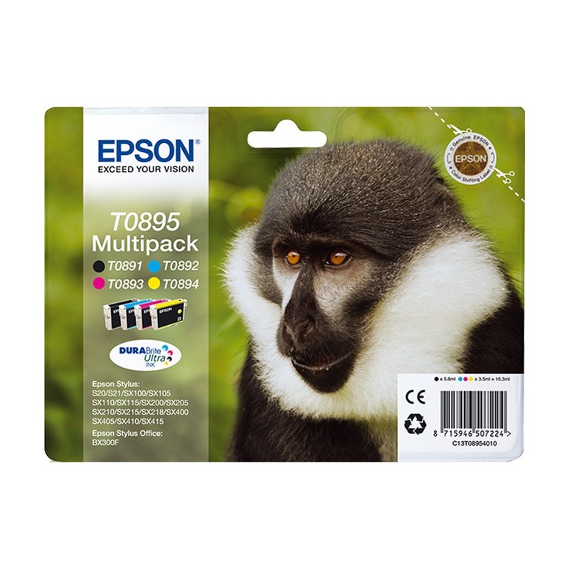 Epson Monkey T0895 ink cartridge 1 pc(s) Original Black, Cyan, Magenta, Yellow