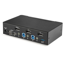 StarTech.com Switch KVM DisplayPort 2 porte - 4K 60Hz - Singolo schermo - Switch KVM USB UHD DP 1.2 a doppia porta - Hub USB