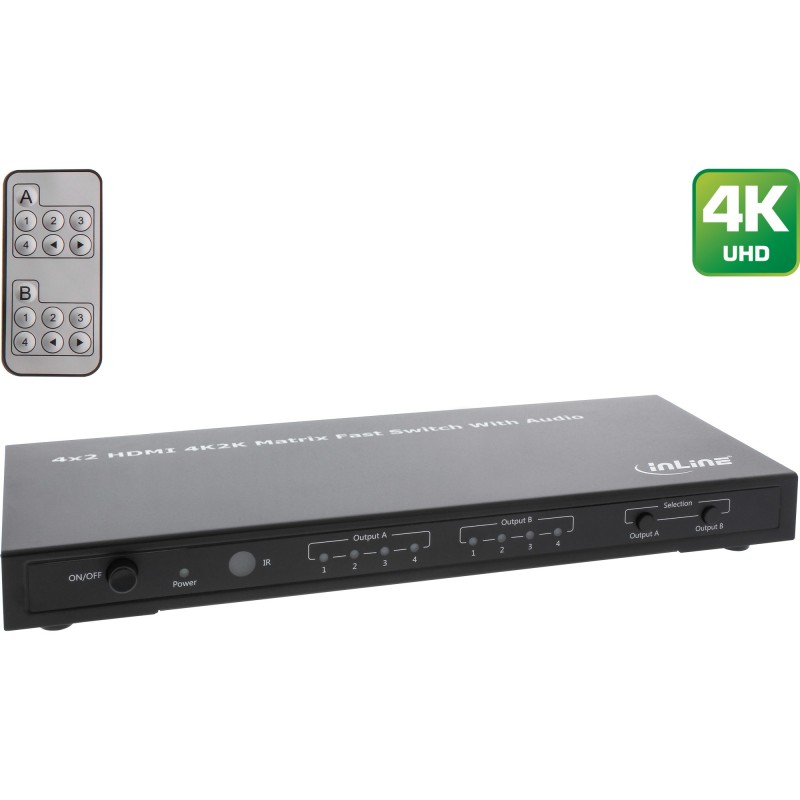 HDMI Matrix Switch / Umschalter - 4K2K - 4 Eingange auf 2 Ausgange