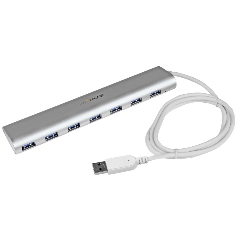 7 Port kompakter USB 3.0 Hub mit eingebautem Kabel