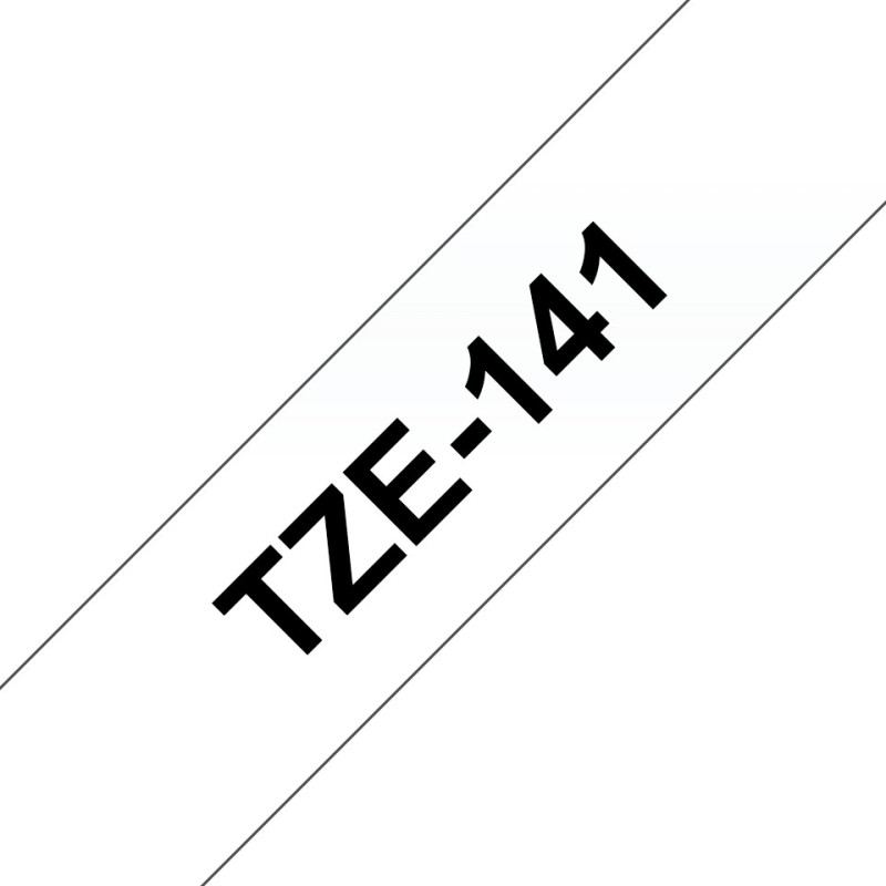 TZe-141 - Standard-Klebstoff - schwarz auf durchsichtig - Rolle (1,8 cm x 8 m)