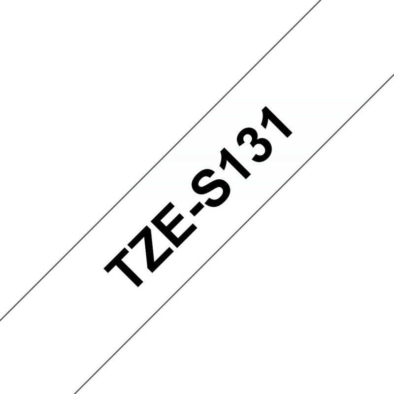 TZe-S131 - Extra starker Klebstoff - schwarz auf durchsichtig - Rolle (1,2 cm...