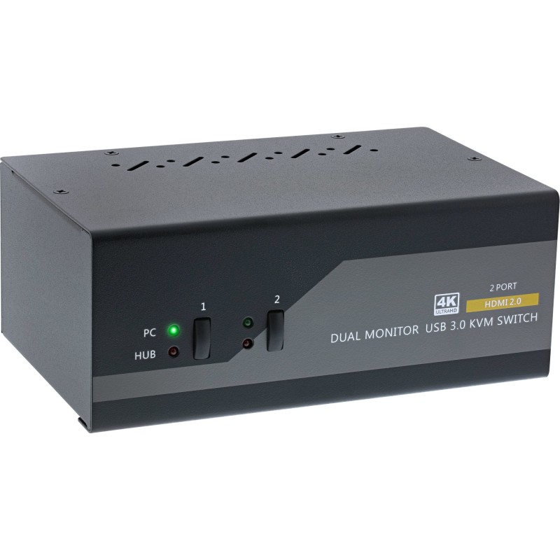 KVM Desktop Switch - 2-fach - Dual Monitor - HDMI - 4K - USB 3.0 - Audio