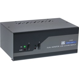 InLine Switch KVM Desktop, 2 porte, Dual Monitor, DP + HDMI, 4K, USB 3.0, Audio