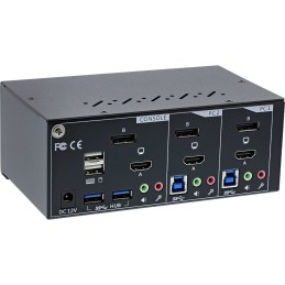 InLine Switch KVM Desktop, 2 porte, Dual Monitor, DP + HDMI, 4K, USB 3.0, Audio