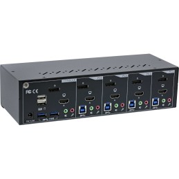 InLine Switch KVM Desktop, 4 porte, Dual Monitor, DP + HDMI, 4K, USB 3.0, Audio