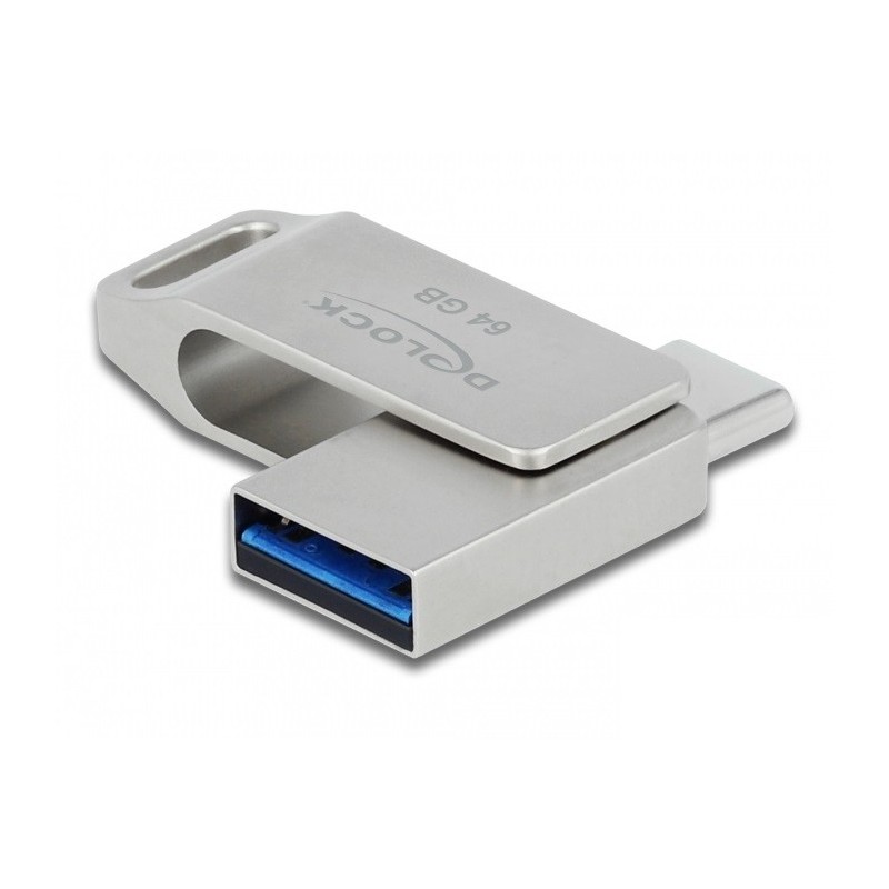 DeLOCK 54075 unità flash USB 64 GB USB Type-A   USB Type-C 3.2 Gen 1 (3.1 Gen 1) Argento