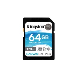 Kingston Technology Scheda SDXC Canvas Go Plus 170R C10 UHS-I U3 V30 da 64GB