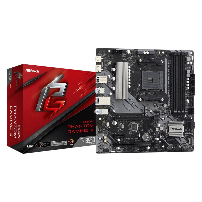 B550M Phantom Gaming 4 - Motherboard - micro ATX - Socket AM4 - AMD B550 Chip...