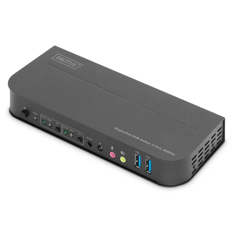 KVM-Switch, 2-Port, 4K60Hz, 2 x DP in, 1 x DP/HDMI out