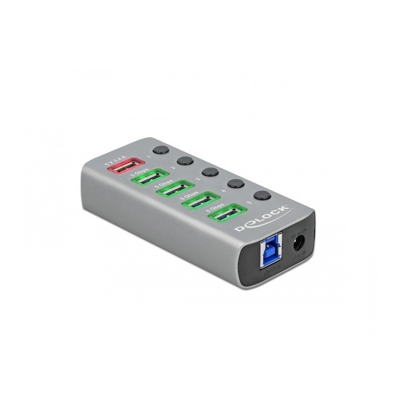 DeLOCK 63263 hub di interfaccia USB 3.2 Gen 1 (3.1 Gen 1) Type-B 5000 Mbit s Grigio