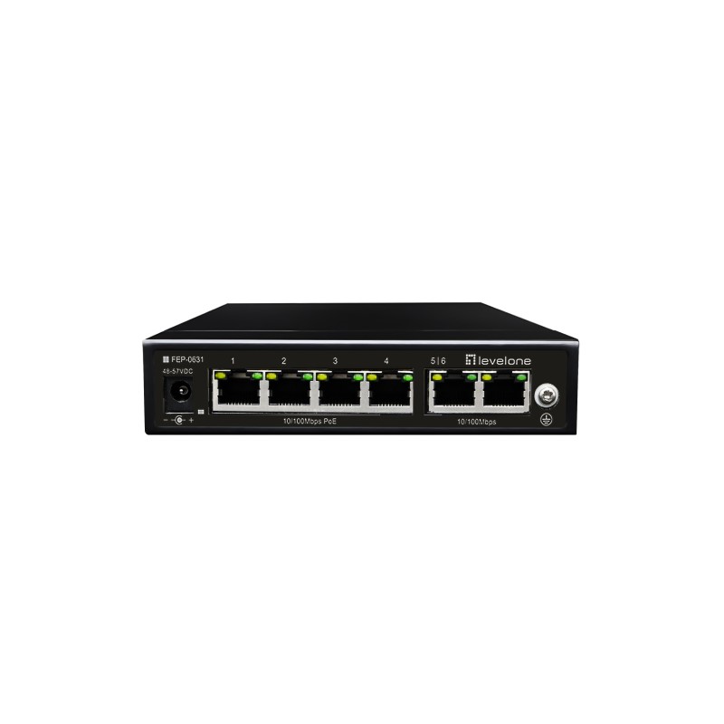 LevelOne FEP-0631 network switch Fast Ethernet (10/100) Power over Ethernet (PoE) Black