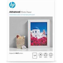 HP Carta fotografica Advanced, lucida, 250 g m2, 13" x 18" (127 x 178 mm), 25 fogli
