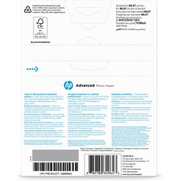 HP Carta fotografica Advanced, lucida, 250 g m2, 13" x 18" (127 x 178 mm), 25 fogli