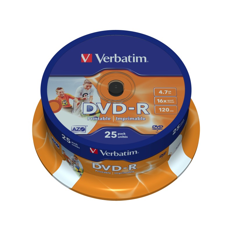 25 x DVD-R - 4.7 GB 16x - breite bedruckbare Flache fur Fotos