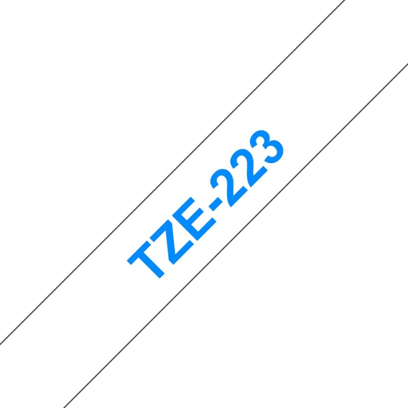 Brother TZe-223 label-making tape Blue on white