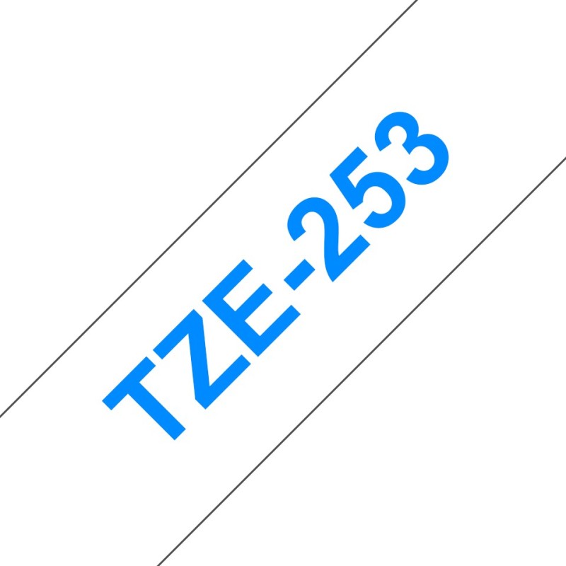 TZe-253 - Blau auf weis - Rolle (2,4 cm x 8 m)