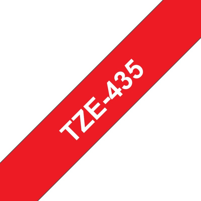 TZe-435 - Weis auf Rot - Rolle (1,2 cm x 8 m) 1 Kassette(n) laminiertes Band