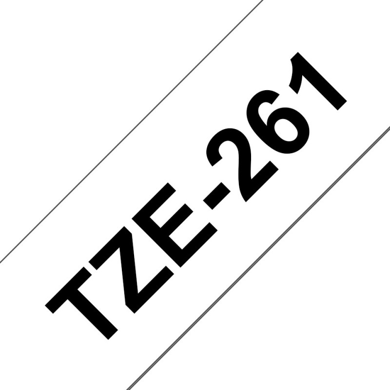 TZe-261 - Standard-Klebstoff - Schwarz auf Weis - Rolle (3,6 cm x 8 m)