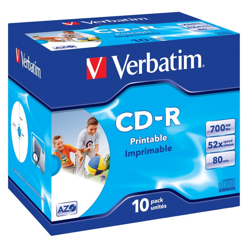 10 x CD-R - 700 MB (80 Min) 52x - mit Tintenstrahldrucker bedruckbare Oberfla...