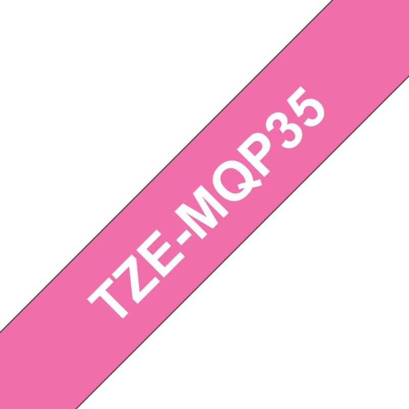 TZe-MQP35 - Matt - Weis auf Berry Pink - Rolle (1,2 cm x 5 m)