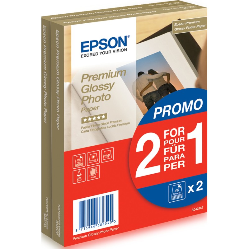 Premium Glossy Photo Paper BOGOF - Glanzend - 100 x 150 mm - 255 g/m2 - 40 Bl...