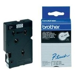 Brother Gloss Laminated Labelling Tape - 12mm, Black White, 10-pk nastro per etichettatrice TC