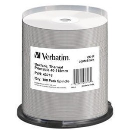 Verbatim CD-R Thermal Printable No ID Brand 700 MB 100 pz