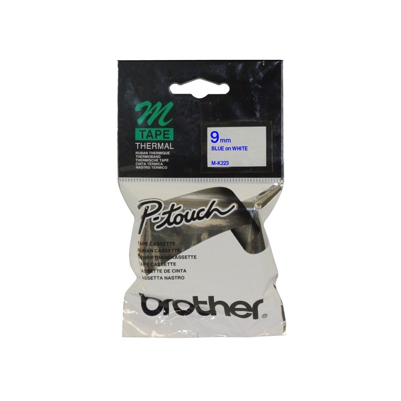 Brother M-K223 9mm Blue on White Tape label-making tape