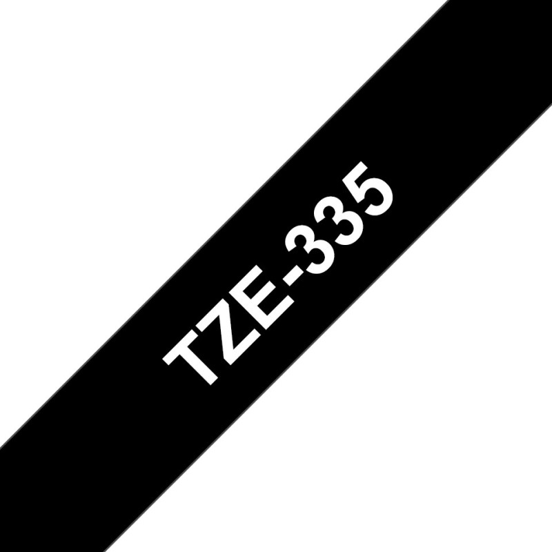 TZe-335 - Standard-Klebstoff - Weis auf Schwarz - Rolle (1,2 cm x 8 m)