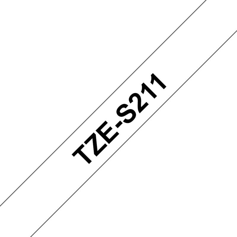 TZe-S211 - Extra starker Klebstoff - Schwarz auf Weis - Rolle (0,6 cm x 8 m)