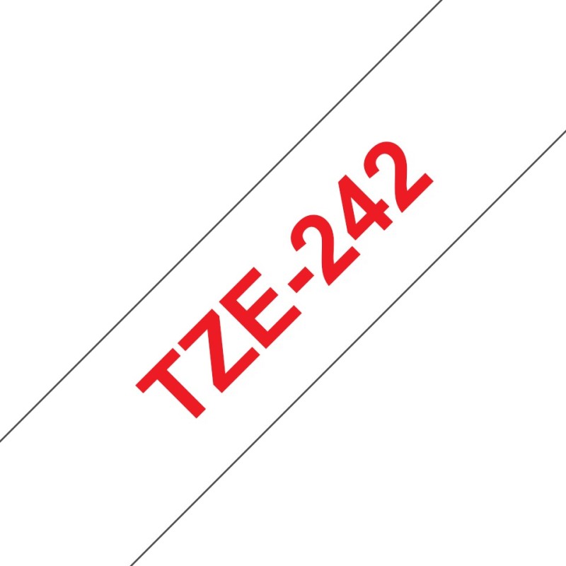 TZe-242 - Selbstklebend - Rot auf Weis - Rolle (1,8 cm x 8 m)