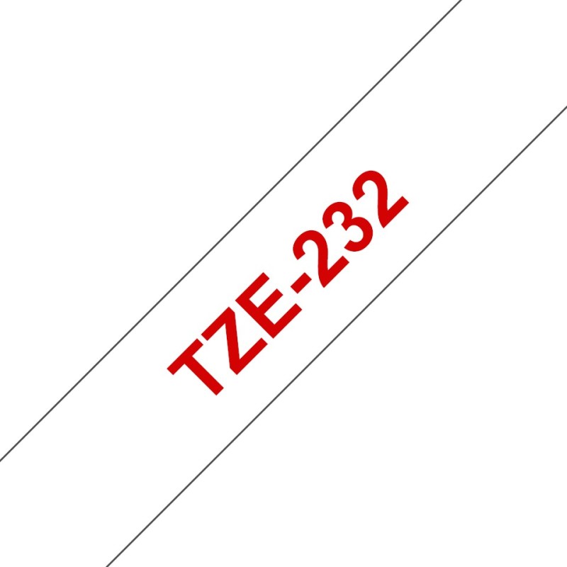 TZe-232 - Standard-Klebstoff - Rot auf Weis - Rolle (1,2 cm x 8 m)