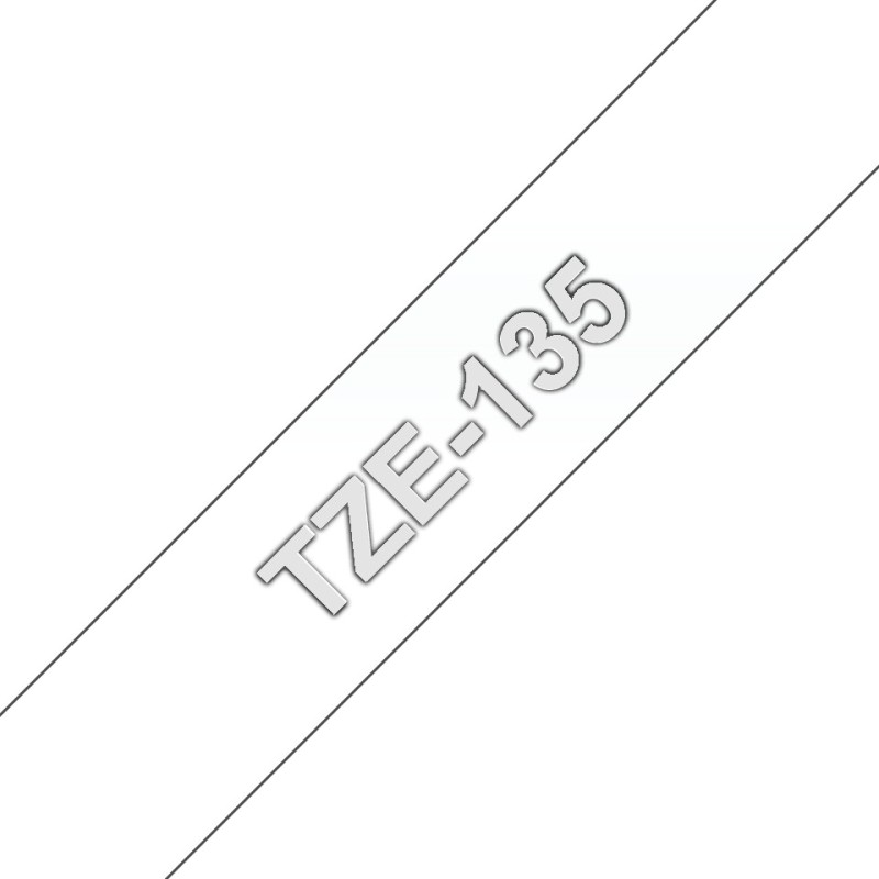 TZe-135 - Selbstklebend - weis auf durchsichtig - Rolle (1,2 cm x 8 m)