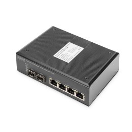 Digitus Switch PoE di rete Gigabit Ethernet a 4 porte, industriale, non gestito, 2 Uplink SFP