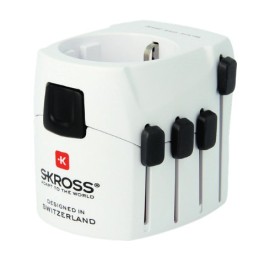 Skross PRO+ USB (A+C) World ohne CH I adattatore per presa di corrente Universale Bianco