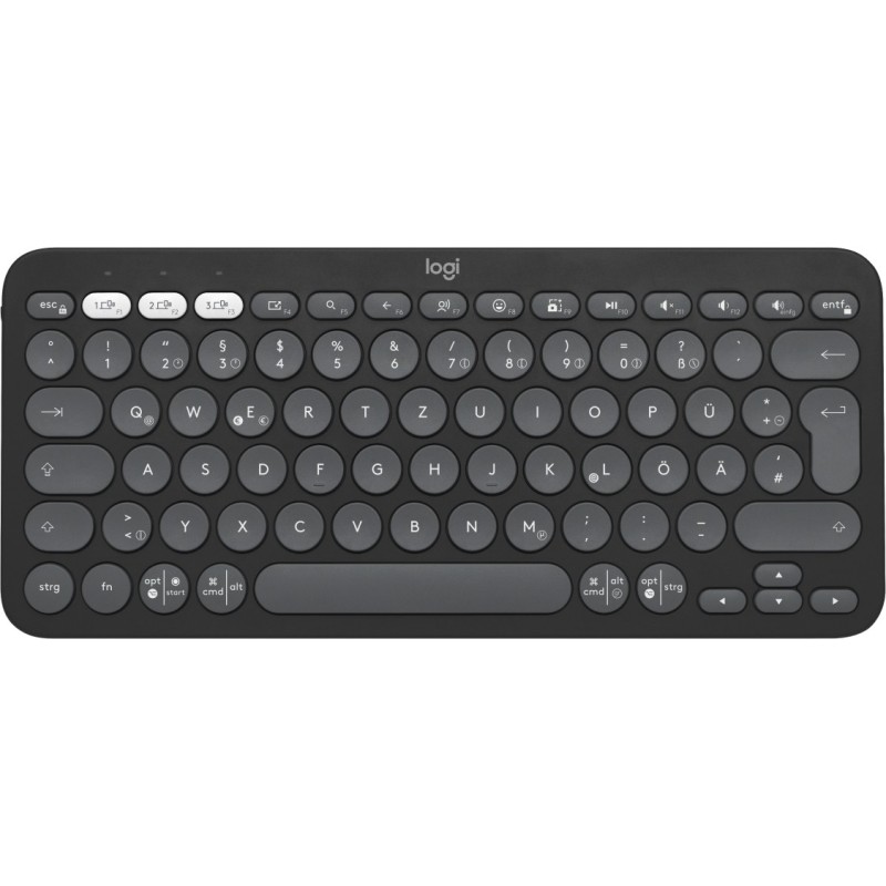 Logitech Pebble Keys 2 K380s keyboard RF Wireless + Bluetooth QWERTZ German Graphite