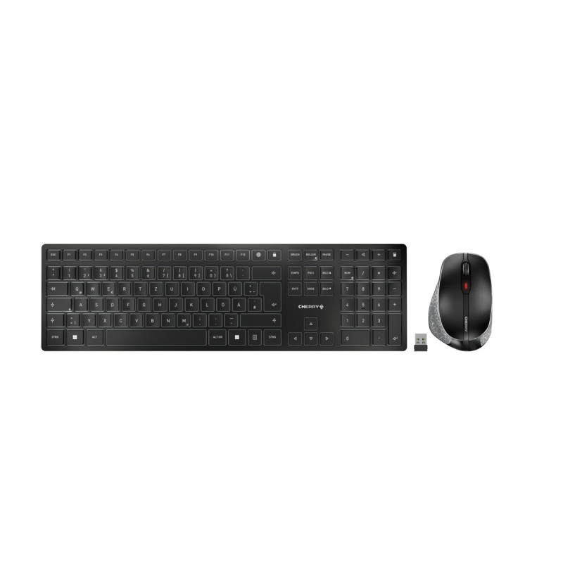 CHERRY DW 9500 SLIM keyboard Mouse included RF Wireless + Bluetooth QWERTZ German Black, Gray