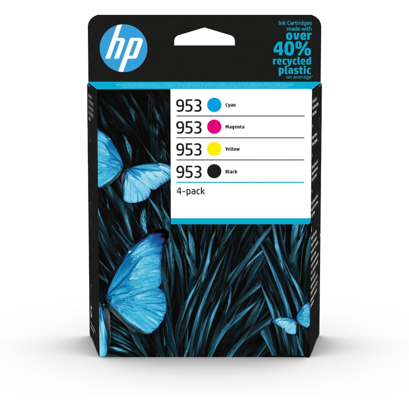 HP Confezione da 4 cartucce di inchiostro nero, ciano, magenta, giallo originali 953 HP Confezione da 4 cartucce di inchiostro nero, ciano, magenta, giallo originali 953