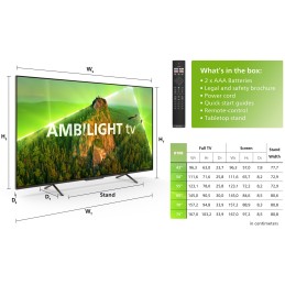 Philips 8100 series 70PUS8108 12 AMBILIGHT tv, Ultra HD LED, black, Smart TV, Pixel Precise Ultra HD, HDR(10+), Dolby