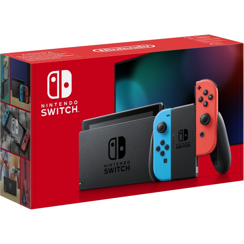 Nintendo Switch Konsole mit verbesserter Akkuleistung rot blau