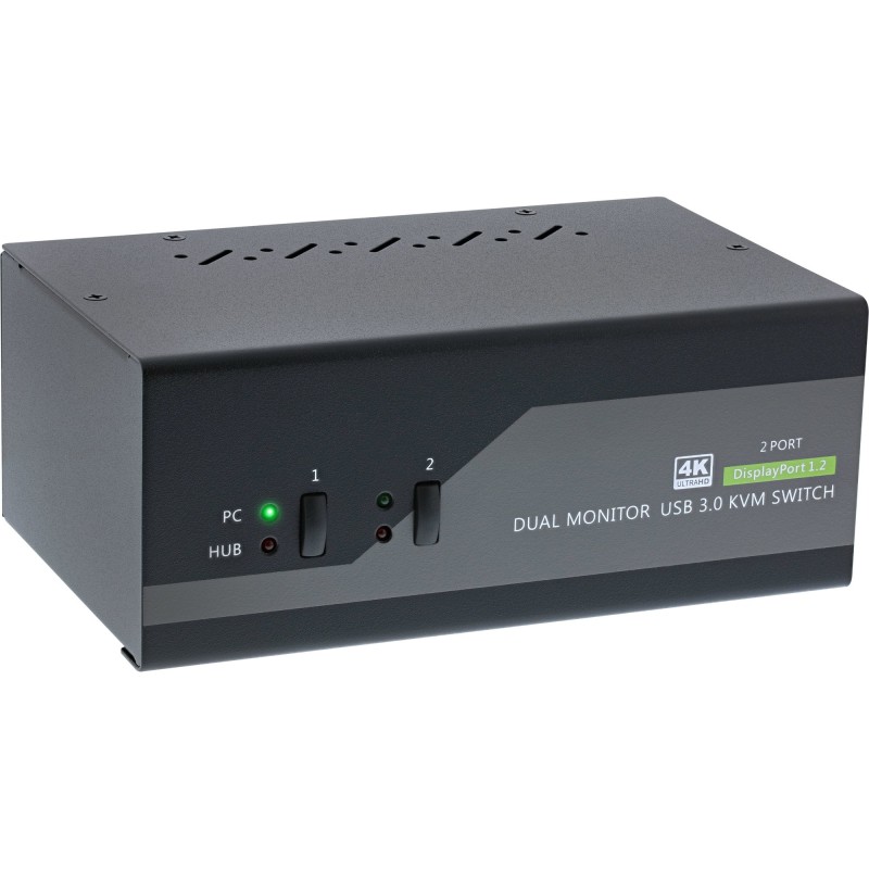 KVM Desktop Switch - 2-fach - Dual-Monitor DP 1.2 - 4K - USB 3.0 - Audio