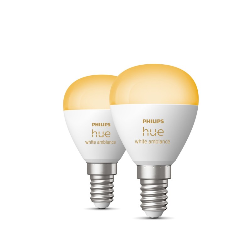 Philips Hue White Ambiance E14 Kugel 470lm, 2er Pack