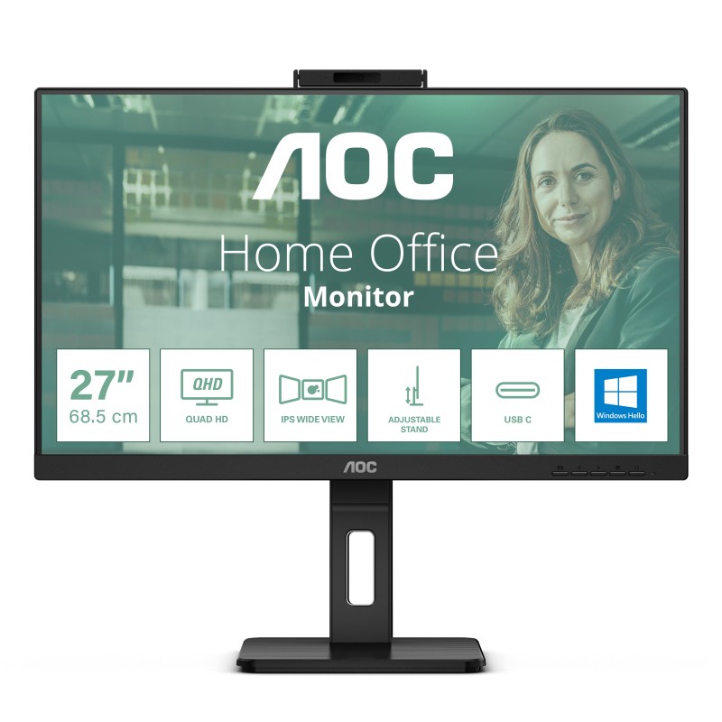 AOC Q27P3QW 68,6cm (27") QHD IPS Office Monitor 16:9 HDMI/DP 75Hz 4ms Webcam