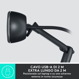 Logitech C505 Webcam HD - Videocamera USB Esterna 720p HD per Desktop o Laptop con Microfono a Lunga Portata, Compatibile con