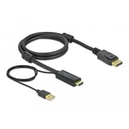 DeLOCK 85963 cavo e adattatore video 1 m HDMI tipo A (Standard) DisplayPort + USB Type-A Nero