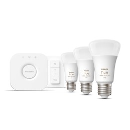 Philips Hue White and Color ambiance Starter Kit Bridge + 3 Lampadine Smart E27 75W+ Dimmer Switch