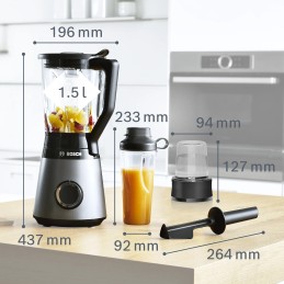 Bosch Serie 4 MMB6177S frullatore 1,5 L Frullatore da tavolo 1200 W Nero, Argento