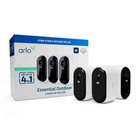 Arlo Essential Telecamera di sorveglianza per esterni 2K 2K, pacco da 3