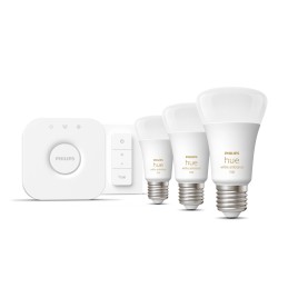 Philips Hue White ambiance Starter Kit Bridge + 3 Lampadine Smart E27 75W + Dimmer Switch